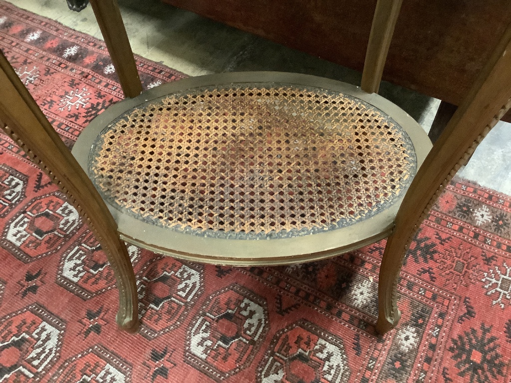 A French gilt marble topped oval table, width 56cm depth 43cm height 75cm
